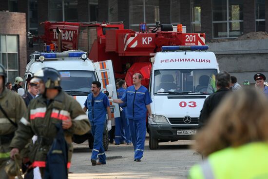 Underground parking collapses in Moscow