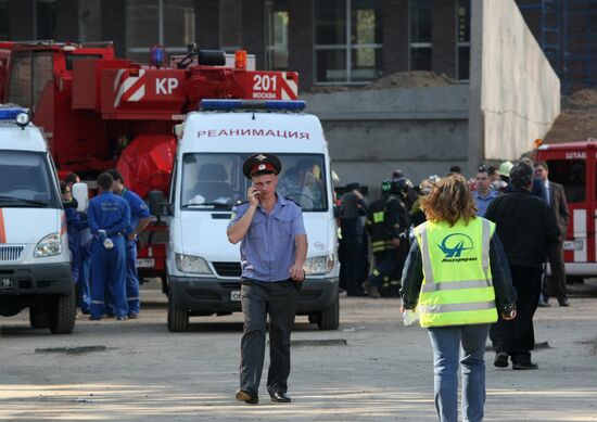Underground parking collapses in Moscow