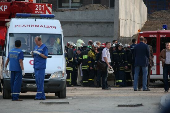 Underground parking collapses in Moscow
