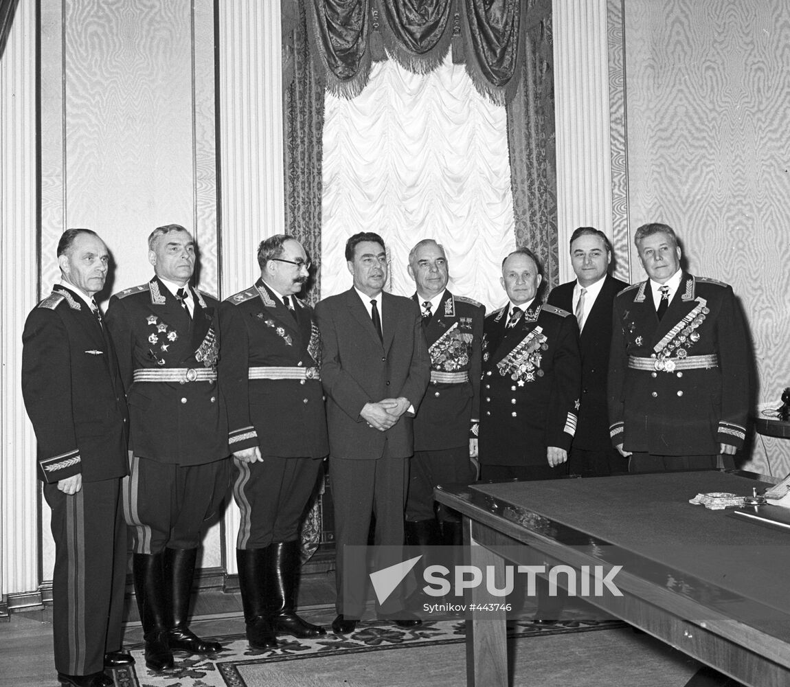 Leonid Brezhnev with Soviet Marshals