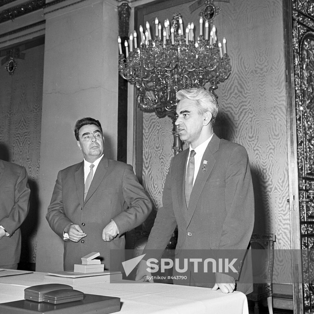 Leonid Brezhnev and Mstislav Keldysh