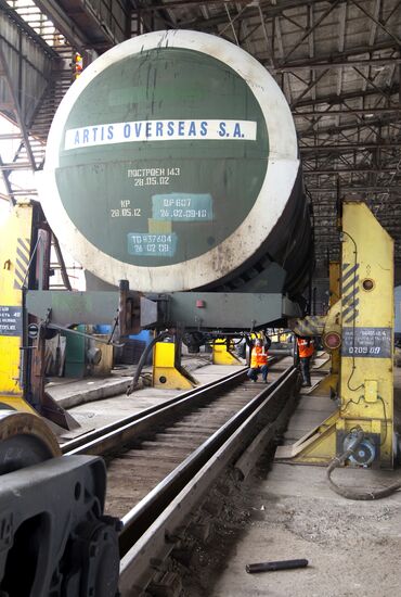 Bogie exchange station in Kholmsk