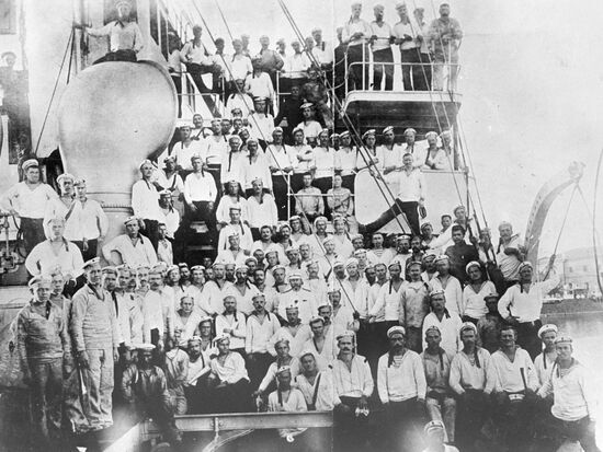 Sailors on deck of cruiser Ochakov