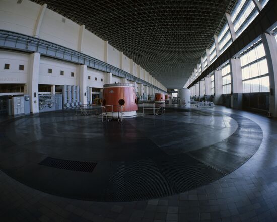 Turbine room of Krasnoyarsk hydro-power plant