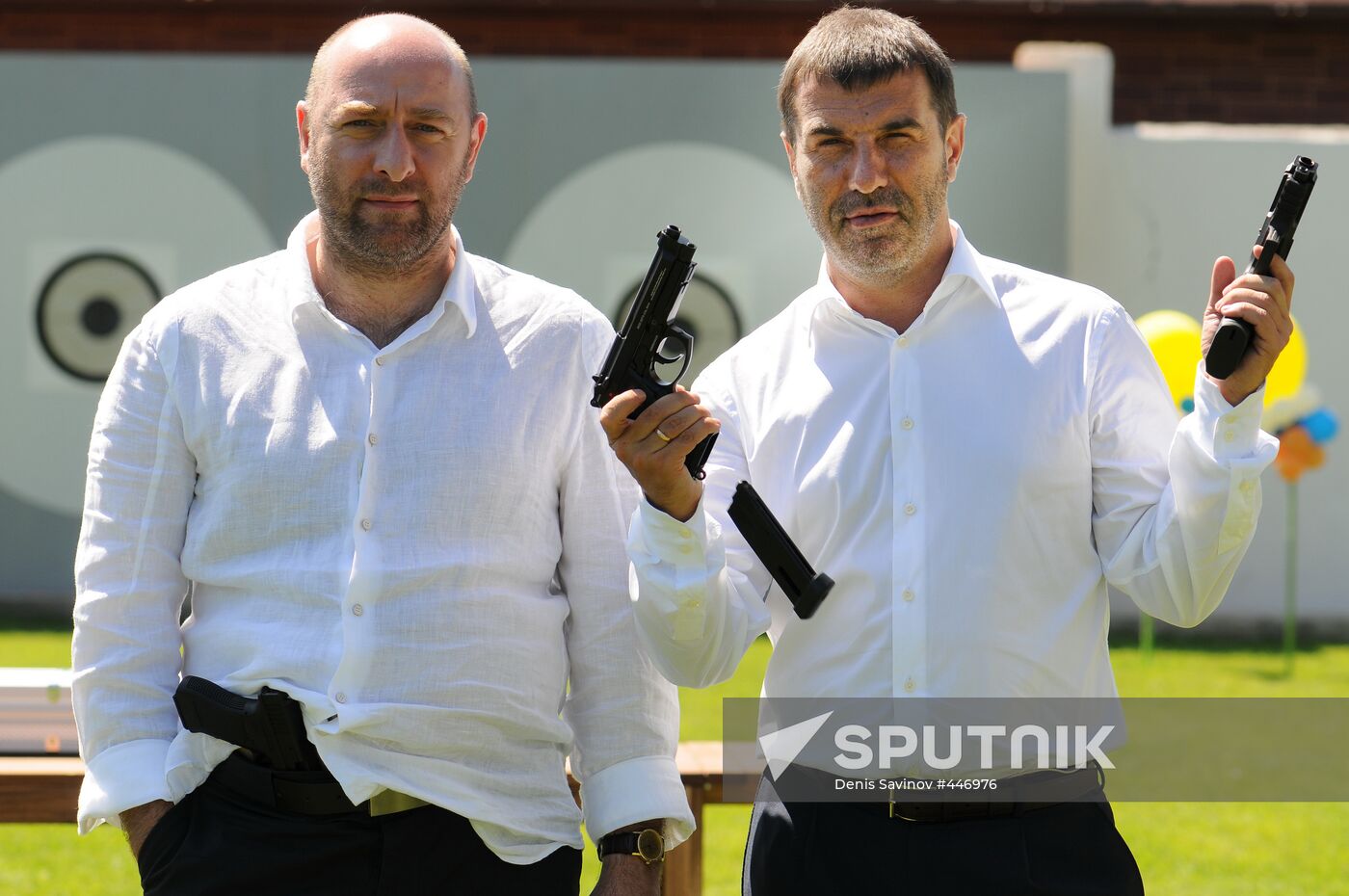 Gio Nakashidze, Yevgeny Grishkovets. Filming the movie "Redress"