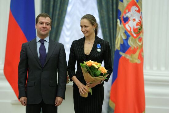 Russian President awards 2008 Olympic Games winners at Kremlin