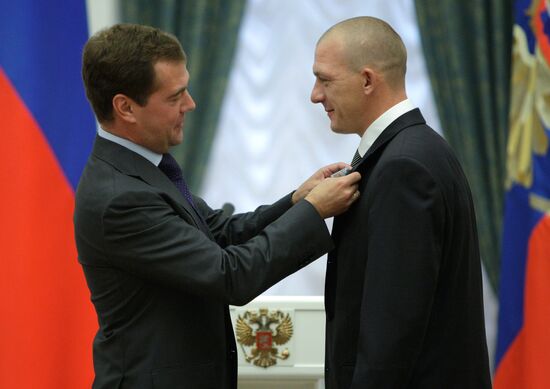 Russian President awards 2008 Olympic Games winners at Kremlin