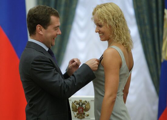 Russian President awards 2008 Olympic Games winners at Kremlin