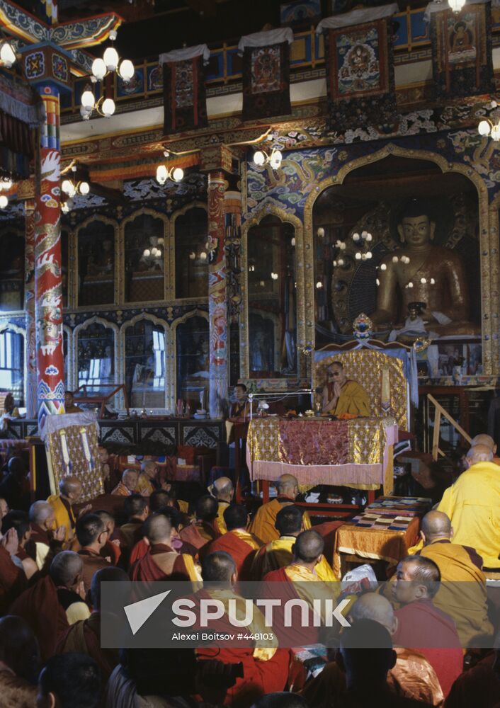 Religious service in Buddhist temple