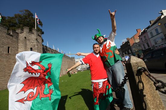 Wales national football team fans in Cardiff