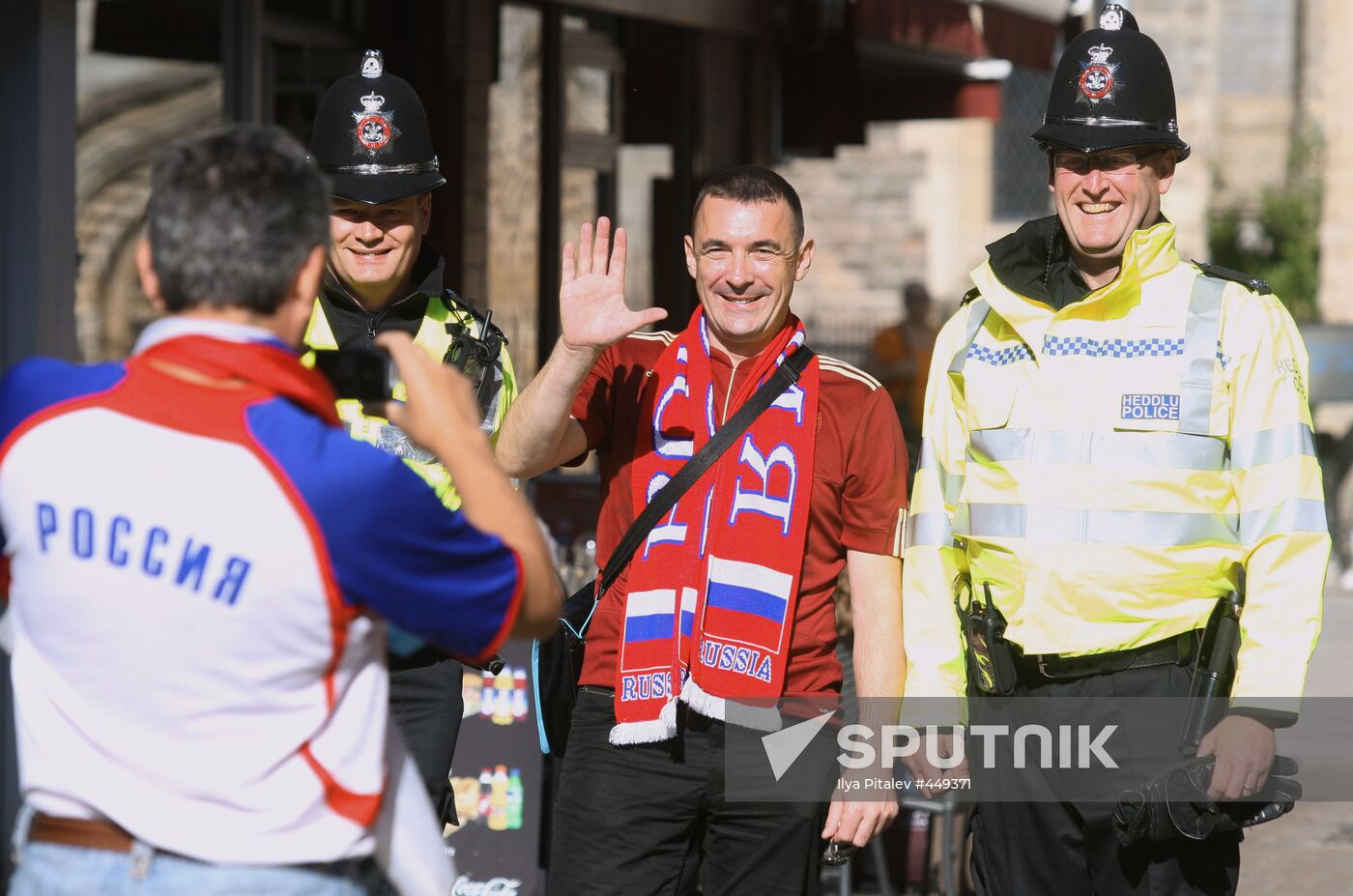 Russia national football team fans visiting Cardiff, Wales