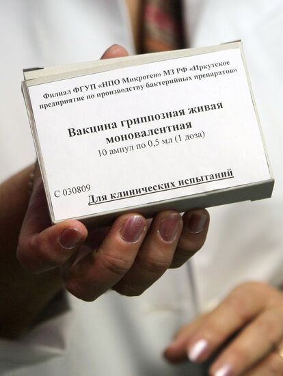 Live virus vaccine against A/H1N1 flu tested in St. Petersburg