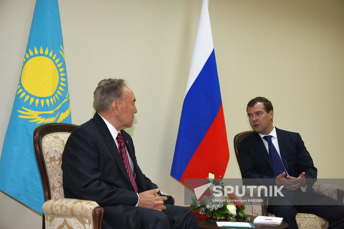 Dmitry Medvedev meets Nursultan Nazarbaev