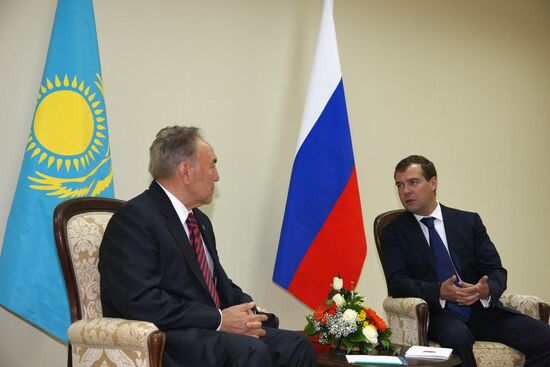 Dmitry Medvedev meets Nursultan Nazarbaev