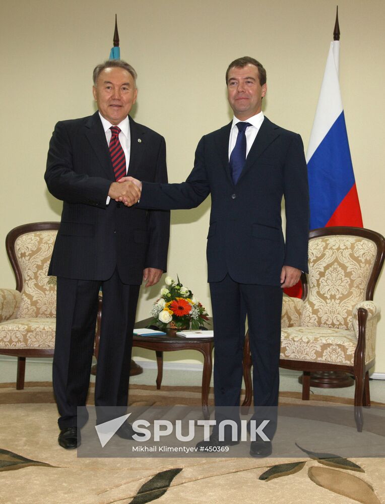Dmitry Medvedev meets Nursultan Nazarbaev