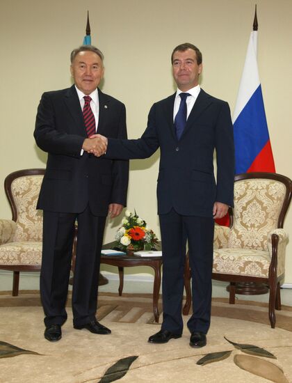 Dmitry Medvedev meets Nursultan Nazarbaev