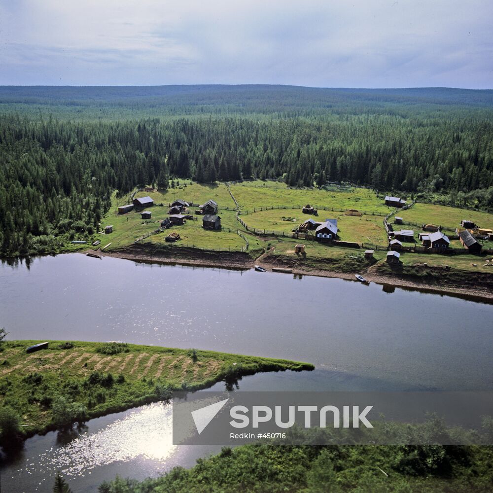 Village on bank of Lena River