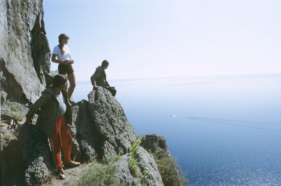 Tourists at Lake Baikal