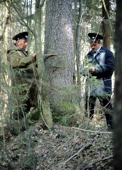 Forest rangers Alexander Kiryanov and Dmitry Vingoradov