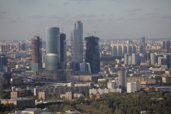 Moscow sights, as viewed from Moscow State University top floor