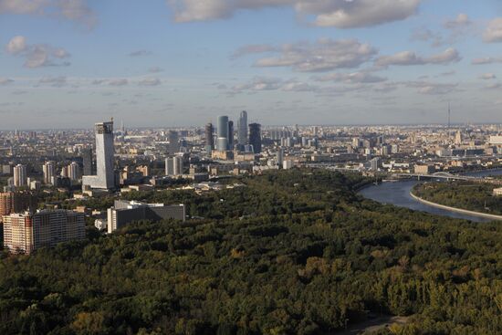 Moscow sights, as viewed from Moscow State University top floor