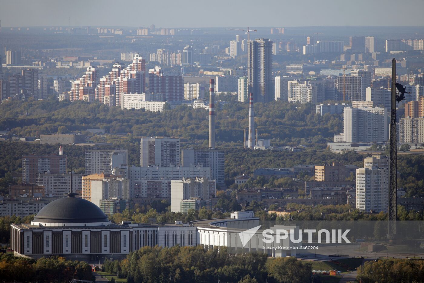 Moscow sights, as viewed from Moscow State University top floor