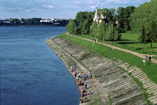 View on Volga and Church of the Nativity of John the Forerunner