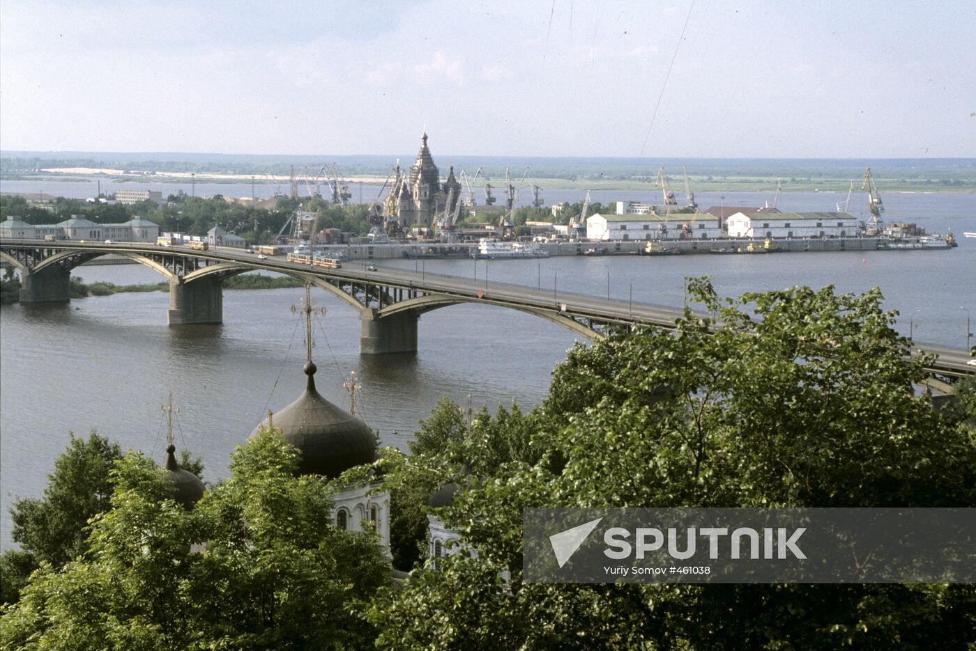 View on Nizhny Novgorod and a bridge over Volga
