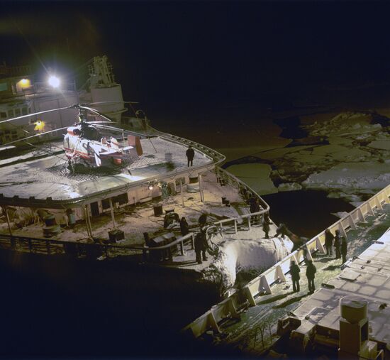 Nuclear icebreaker Sibir and cargo motorship Dmitry Pozharsky