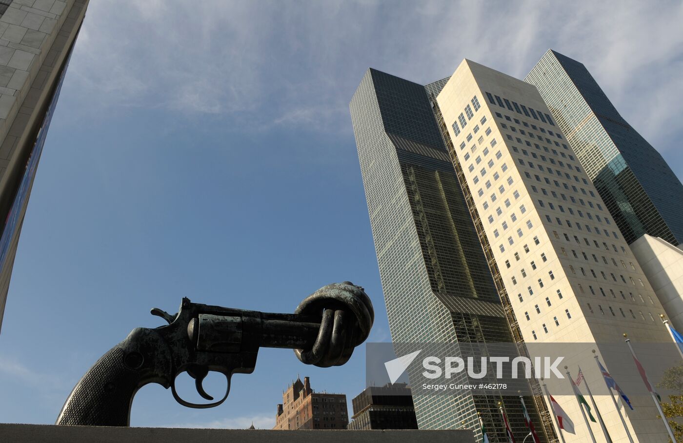 Anti-gun monument outside UN building