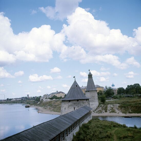 A fragment of the architectural complex of the Pskov Kremlin