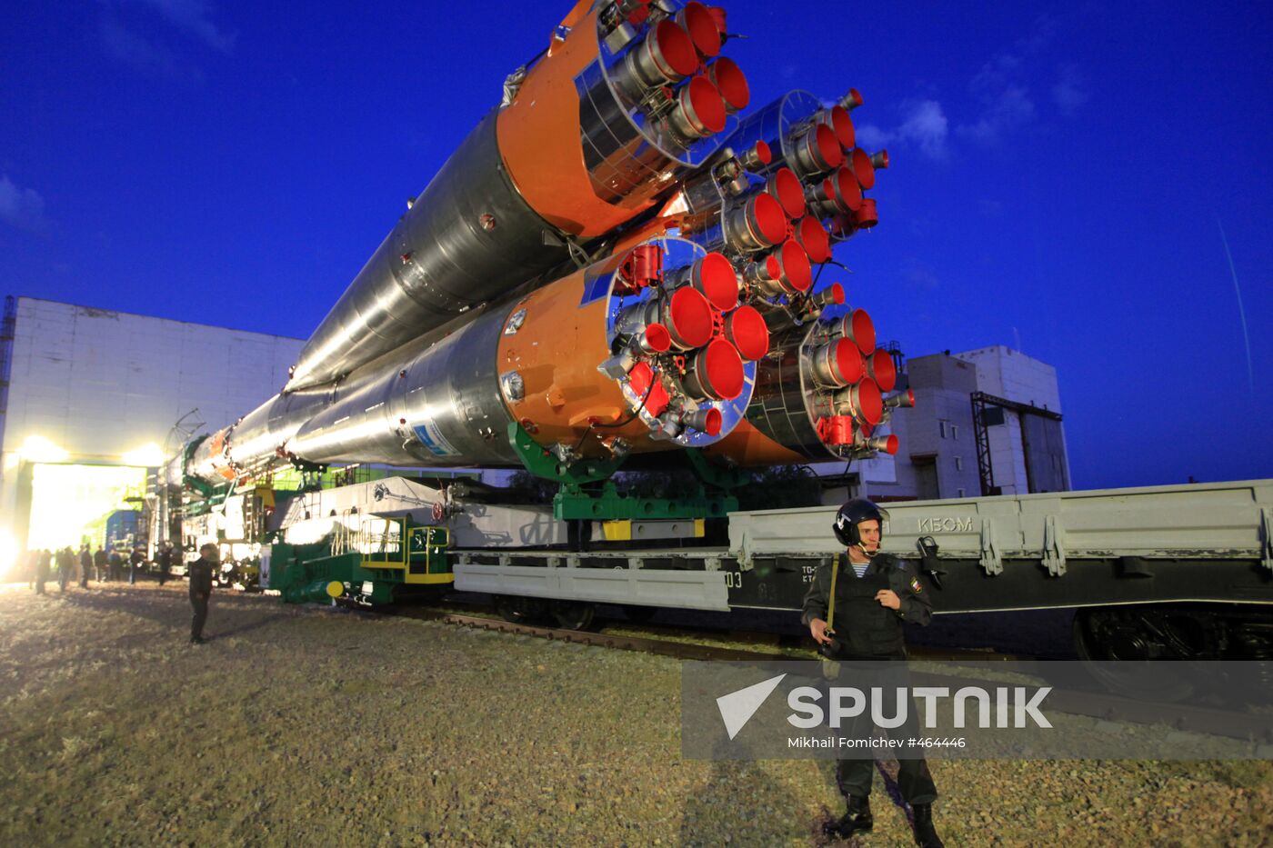 Soyuz-FG rocket with Soyuz TMA-16 spacecraft at Baikonur