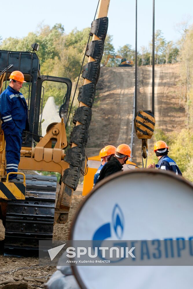 Welding first joint of Dzhubga-Lazarevskoye-Sochi gas pipeline