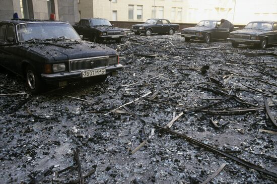 Russian Government House courtyard after siege attempt