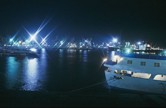Panoramic view of Odessa sea port