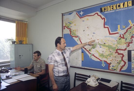Map of the Uzbek Soviet Socialist Republic