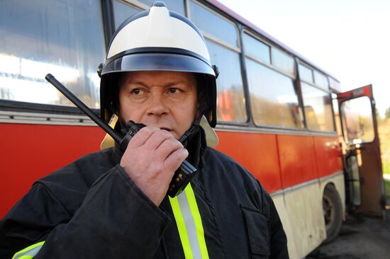 Road accident rescue drills outside Moscow