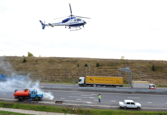 Road accident rescue drills outside Moscow
