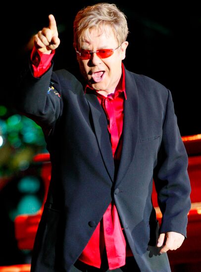 Elton John performs live at Moscow's Olympiisky