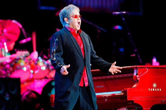 Elton John performs live at Moscow's Olympiisky