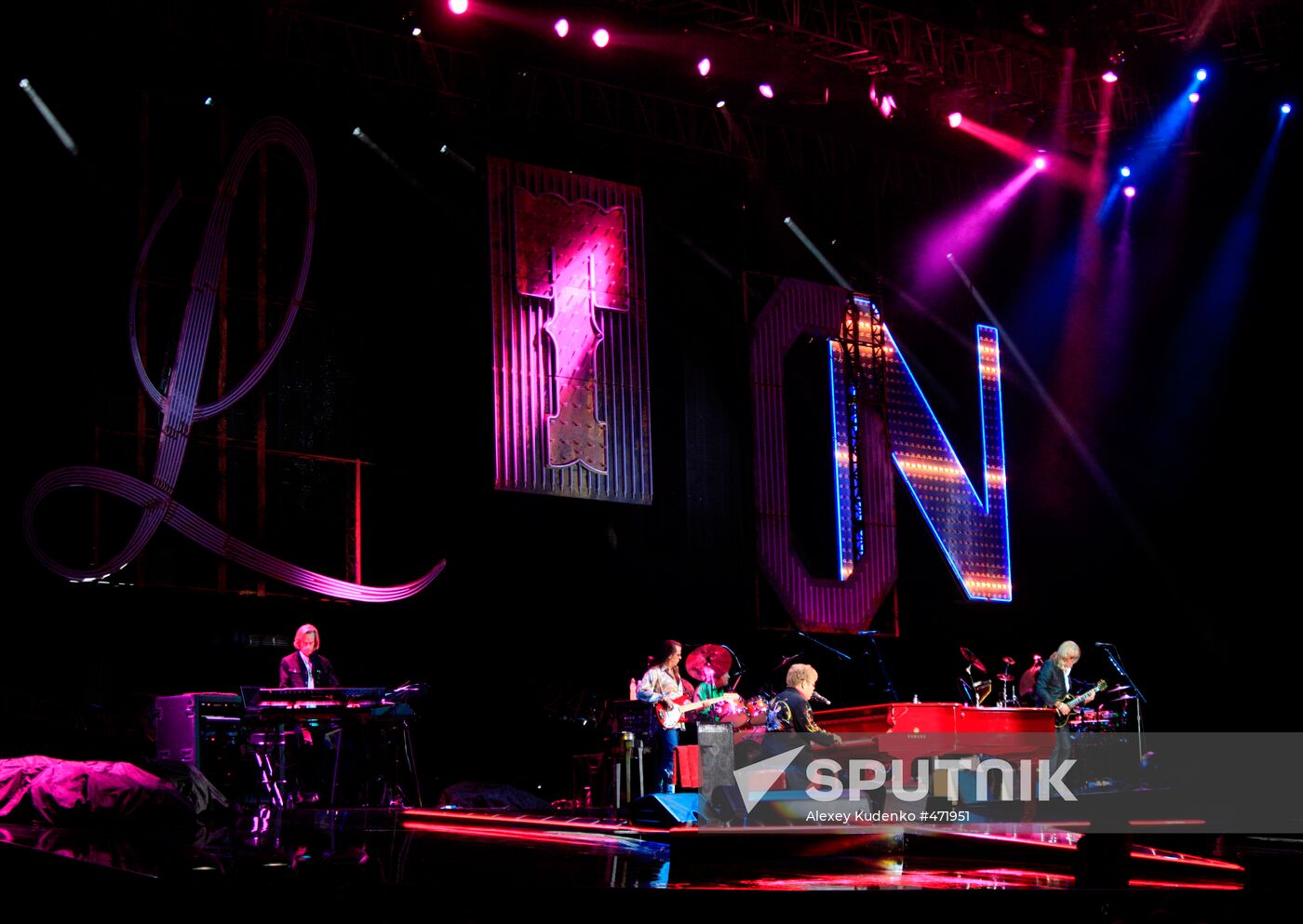 Elton John performs live at Moscow's Olympiisky