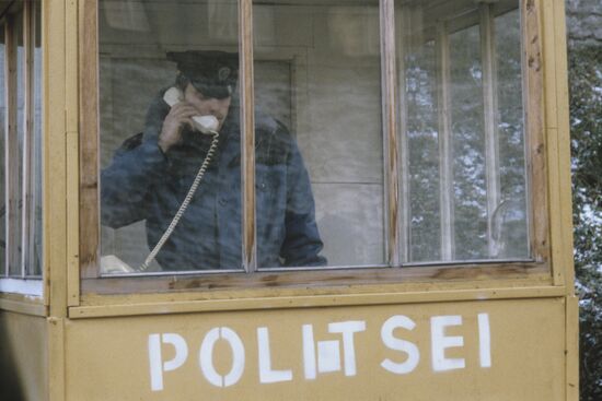 Border guard at customs office