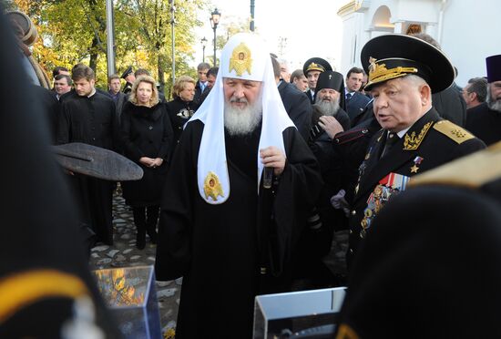 Russian Patriarch Kirill near Silent Vessel prototype submarine