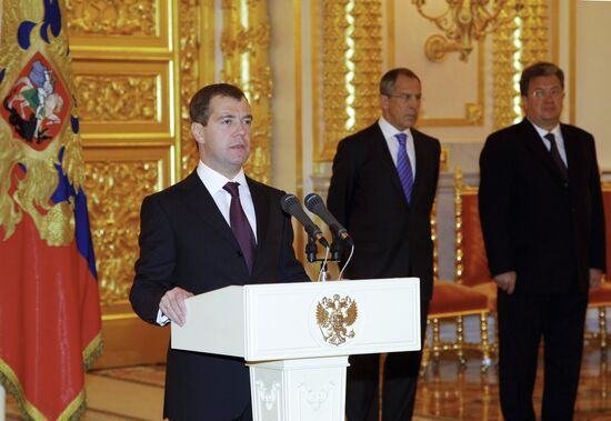 President Medvedev receives credentials from 10 ambassadors