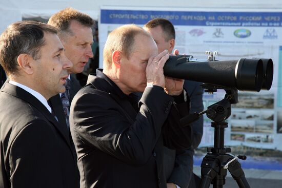 Vladimir Putin visiting Russky Island
