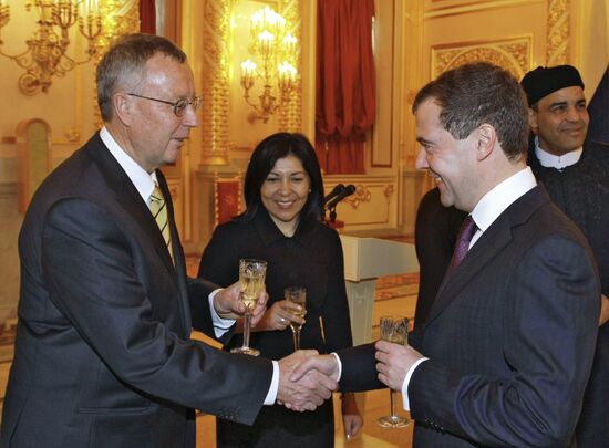 Dmitry Medvedev receives credentials from ten ambassadors