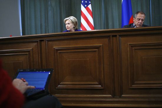 U.S. Secretary of State Hillary Clinton visits Moscow
