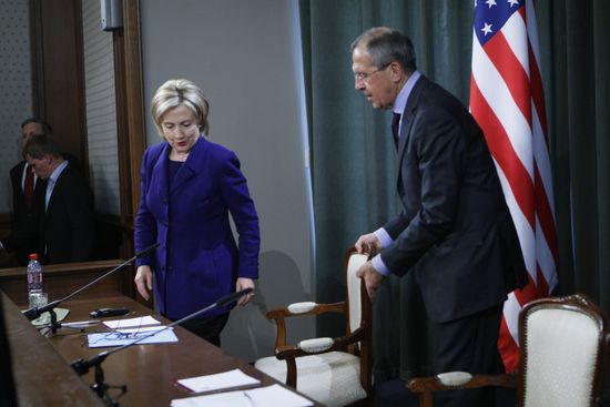 U.S. Secretary of State Hillary Clinton visits Moscow