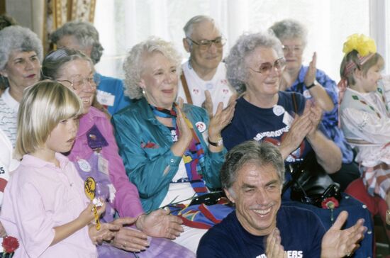 Members of "Grannies for Peace" movement at children's home