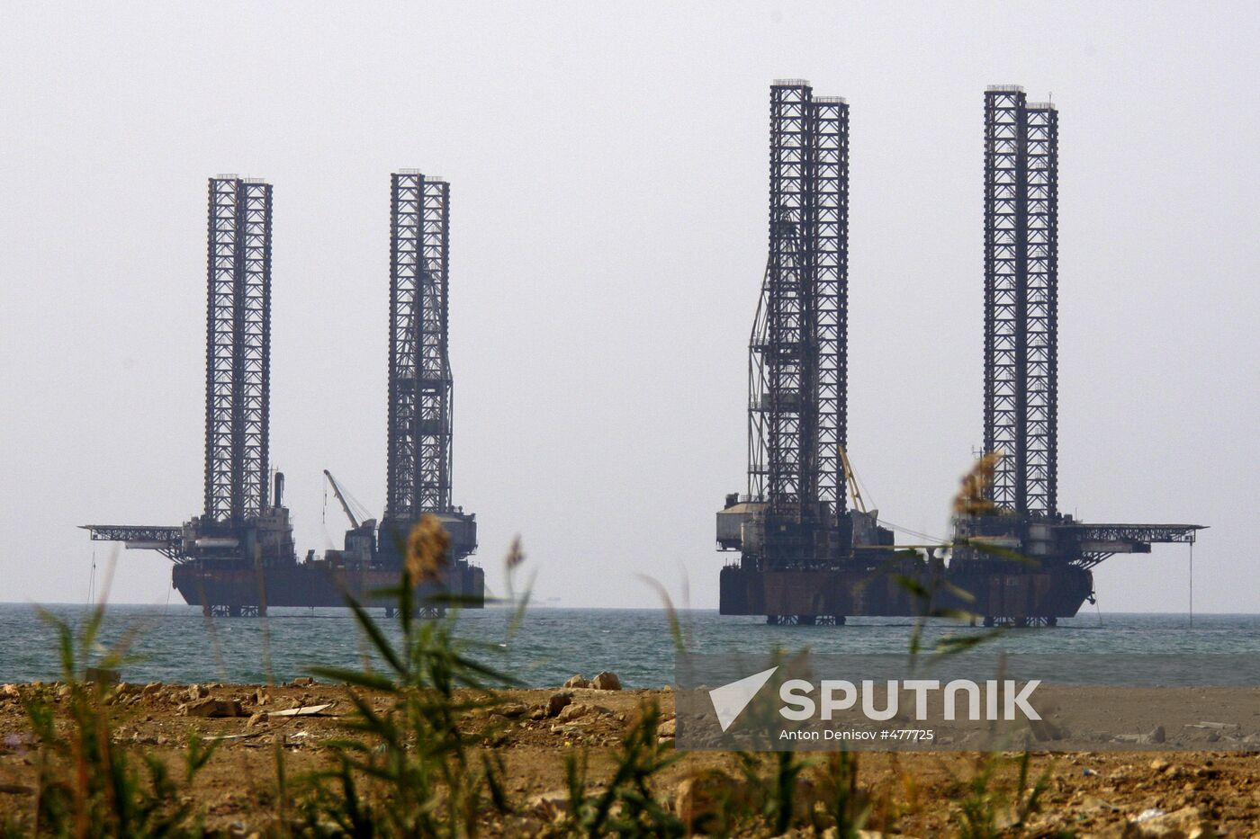 Oil rigs in the Caspian Sea